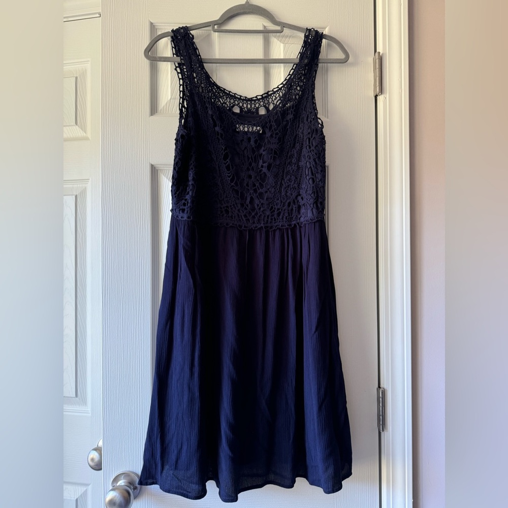 Navy Blue Spense petite gauze dress